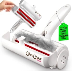 White ChomChom Roller pet hair remover, ready for use.