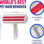 ChomChom Roller Pet Hair Remover – Original Size Reusable Lint Roller for Cat & Dog Hair on Furniture, Couch, Carpet, Car, Rugs & Bedding – Portable, Eco-Friendly (White)
