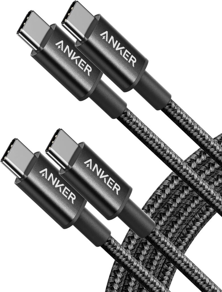 Anker USB C to USB C Cable, 60W Fast Charging Cable (2-Pack, 6 ft, Black)