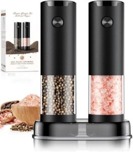 Stainless steel electric salt and pepper grinder set with LED light