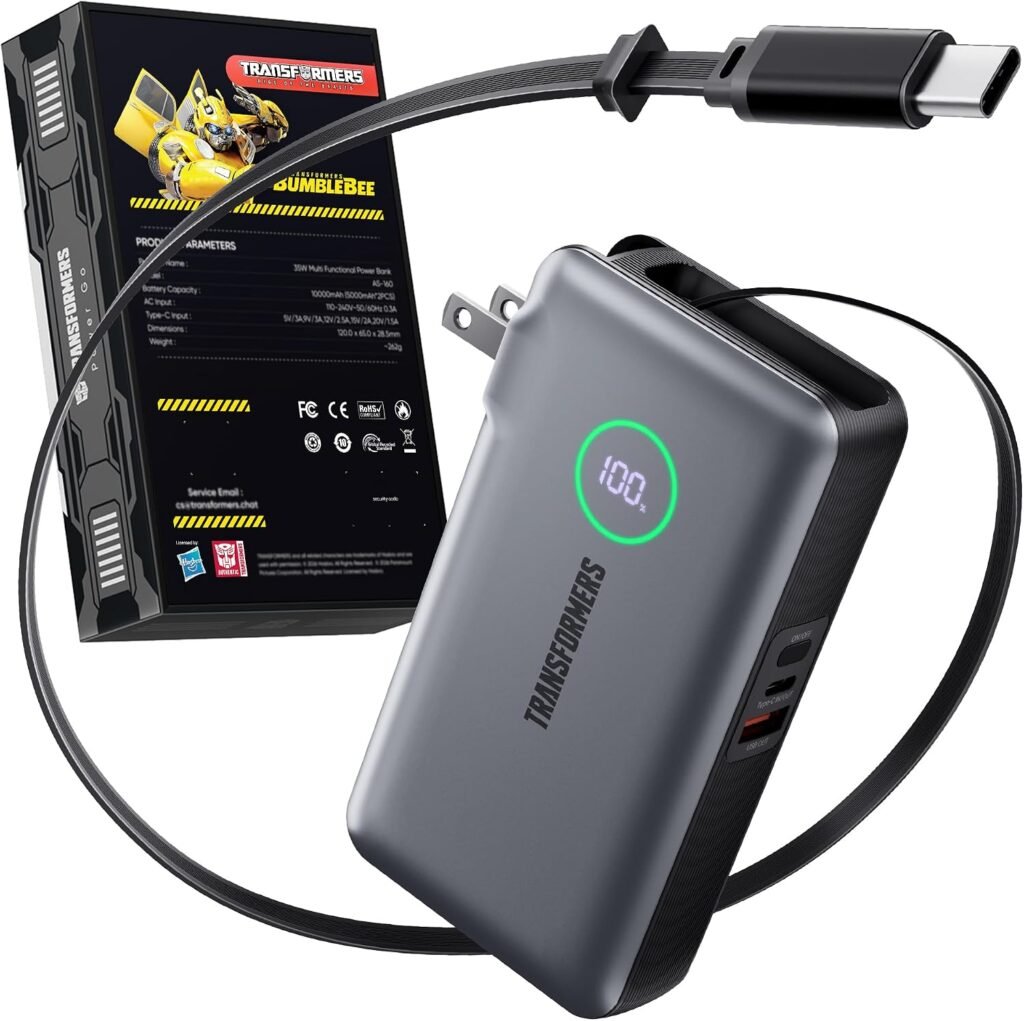 Transformers 3-in-1 Portable Charger, 35W Max 10,000mAh Travel Power Bank
