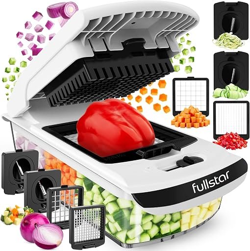 Fullstar The Original Pro Chopper – Vegetable Chopper and Spiralizer, Food Chopper with Container, Fruit Slicer, Kitchen Gadgets & Gifts, Home Essentials (4 in 1, White)