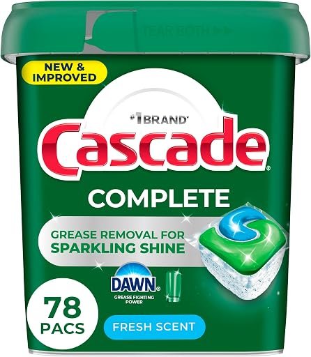 Cascade Complete Dishwasher Pods – Fresh Scent ActionPacs, Dishwasher Detergent, Dishwasher Soap, Detergent Pods, 78 Count
