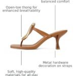 Metal Flip Flop Heels Sandals for Women Slip on Thong Sandals Kitten Heels Beach Dressy Casual Fashion Summer Flip Flops Shoes