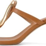 Metal Flip Flop Heels Sandals for Women Slip on Thong Sandals Kitten Heels Beach Dressy Casual Fashion Summer Flip Flops Shoes
