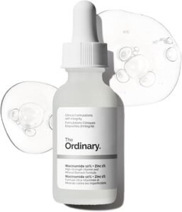 The Ordinary Niacinamide 10% + Zinc 1% serum bottle against a clean background.