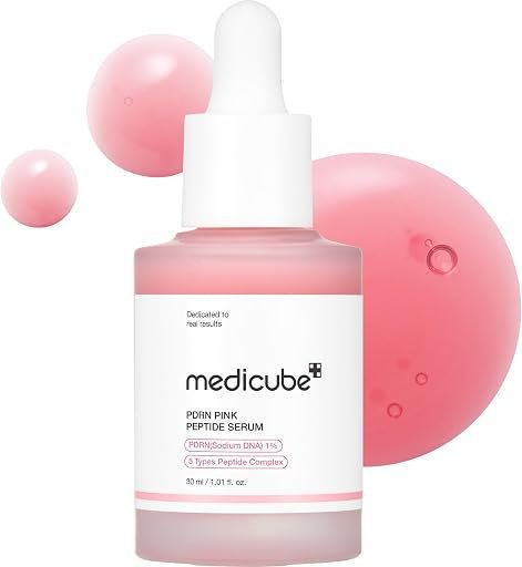 medicube PDRN Pink Peptide Serum with Salmon DNA | Pink Glow Serum with Peptides & Niacinamide for Hydration & Firm-Looking Skin | Uneven Tone Care | Korean Skincare, 1.01 fl. Oz