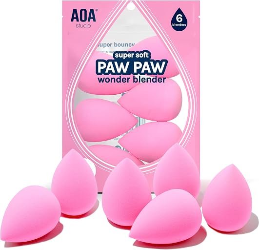 AOA STUDIO Collection makeup Sponge Set Latex Free and High-definition Set of 6 makeup Wonder blender For Powder Cream and Liquid, Super Soft Wonder Beauty Cosmetic