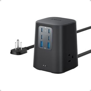 Anker desktop power strip with multiple USB ports and AC outlets.