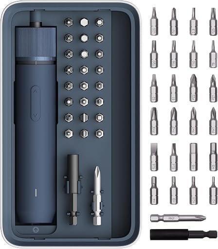 HOTO 25-Piece Upgraded Electric Screwdriver Kit, Cordless Screwdriver | 1/4” Hex, Magnetic Lid, 1500mAh Rechargeable, LED Light, Ideal for Furniture Assembly, Home Repair, and Garage Projects