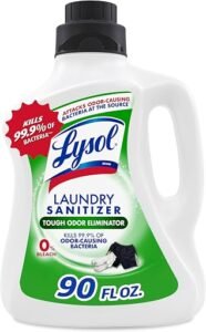 Lysol Tough Odor Eliminator laundry sanitizer bottle for activewear