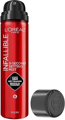 L’Oreal Paris Infallible 3-Second Setting Spray Mist, Microfine Mist for up to 36HR Wear, Clear, 1.76 oz
