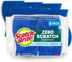 Pack of six Scotch-Brite Zero Scratch Sponges for safe multi-surface cleaning.