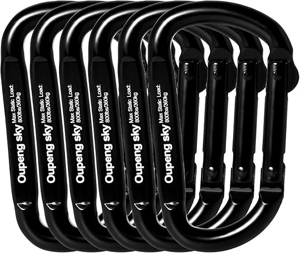 Carabiner Clip – Heavy Duty Carabiners 800lbs-13KN (2922 lbs) Carabeaner D Ring Shape,Key Chain Clip Hook,Keychain Clip,Multipurpose for Camping, Hiking,Backpacking or Other Outdoor Activities.