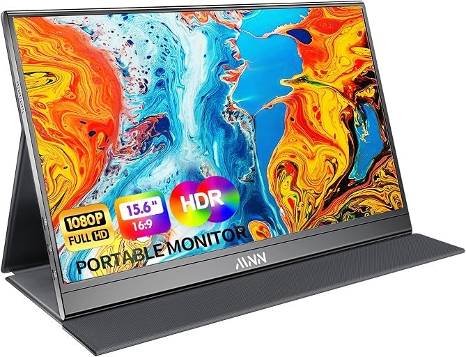 MNN 15.6″ FHD 60Hz Portable Monitor USB-C HDMI IPS HDR Gaming Laptop | 15.6″ FHD IPS HDR, USB-C one-cable, PC/Mac/Phone/Switch, Smart Case,Laptop , low blue, work&game