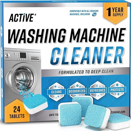 Washing Machine Cleaner Descaler 24 Pack – Deep Cleaning Tablets For HE Front Loader & Top Load Washer, Septic Safe Eco-Friendly Deodorizer, Clean Inside Drum and Laundry Tub Seal – 12 Month Supply