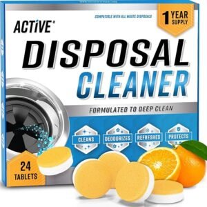 ACTIVE garbage disposal cleaner tablets and packaging showing fresh citrus foam