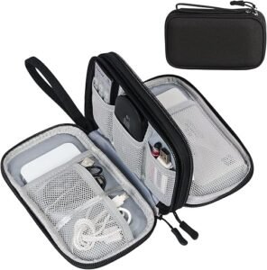 FYY black travel tech pouch for organizing electronic accessories and cables