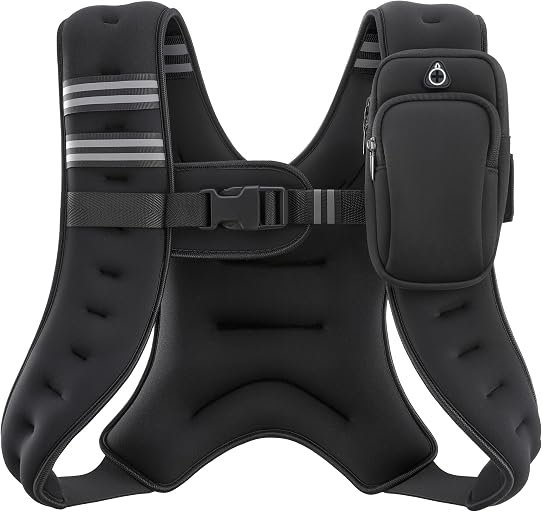 ZELUS Weighted Vest, 6lb/8lb/12lb/16lb/20lb/25lb/30lb Weight Vest with Reflective Stripe for Workout, Strength Training, Running, Fitness, Muscle Building, Weight Loss, Weightlifting