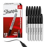 Sharpie Permanent Markers, Fine Tip, Black, 12 Count – Quick Drying, Fade Resistant, For Wood, Plastic, Paper, Metal, And More