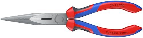 KNIPEX Tools – Long Nose Pliers With Cutter, Multi-Component (2612200), Multi-Colour, 8 inches