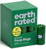 Earth Rated Dog Poop Bags on Refill Rolls, 270 Bags, Lavender | Guaranteed Leak Proof and Extra Thick Waste Bag Refill Rolls