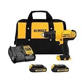 DEWALT 20V Max Cordless Drill Driver Set, 2 Speed, High Performance Motor, Includes 2 XR 1.3Ah Li-Ion Batteries, Charger and Contractor Bag (DCD771C2)