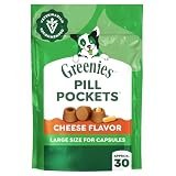 Greenies Pill Pockets Large Size Dog Treats, Cheese Flavor, 7.9 oz | Vet-recommended, masks pill smell & taste, moldable text