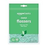 Amazon Basics Mint Dental Flossers, Shred Resistant, Slides Easily Between Teeth, with Fold-Away Pick, 90 Count, 1-Pack (Prev