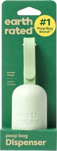 Earth Rated Dog Poop Bag Holder & Leash Dispenser, 15 Bags, Unscented | Durable and Guaranteed Leakproof Bags