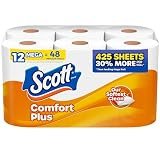 Scott ComfortPlus Toilet Paper, 12 Mega Rolls, 425 Sheets per Roll, Septic-Safe, 1-Ply Toilet Tissue