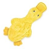 Best Pet Supplies Interactive Squeaky Dog Toy – Crinkle Duck, Yellow | Stuffing Free Body, Soft, Squeaks & Crinkles, No Mess, Perfect for Moderate Chewers, Toss and Fetch Play