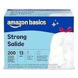 Amazon Basics Trash Bags, Tall Kitchen Drawstring, Unscented, 13 Gallon, 200 Count, Pack of 1, Packaging May Vary