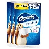 Charmin Ultra Soft Cushiony Touch Toilet Paper, 30 Family Mega = 153 Regular Rolls, 2-Ply, White