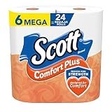 Scott ComfortPlus Toilet Paper, 6 Mega Rolls, 425 Sheets per Roll, Septic-Safe, 1-Ply Toilet Tissue