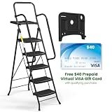 HBTower Step Ladder, Folding Step Stool with Wide Anti-Slip Pedal