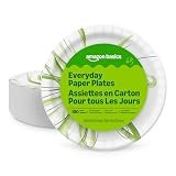 Amazon Basics Everyday Disposable Paper Plates, 8.62 Inch, Microwave-Safe, Cut Resistant, Soak-Proof, 100 Count, Packaging Ma