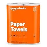 Amazon Basics 2-Ply Flex-Sheets Paper Towels, 2-Pack, 150 Sheets per Roll, 2 Basics Rolls = 6 Regular Rolls, for Everyday Use, Spills and Messes