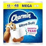 Charmin Ultra Soft Toilet Paper, 12 Mega Rolls = 24 Regular Rolls, 2-ply Bath Tissue