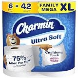 Charmin Ultra Soft Cushiony Touch Toilet Paper, 6 Family Mega XL Rolls = 42 Regular Rolls