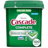 Cascade Complete Dishwasher Detergent Pods Fresh Scent Value Pack, Powerful Dishwasher Pods for Sparkling Clean Dishes, Grease-Fighting Dishwashing Detergent Tablets, 100 Count