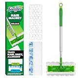 Swiffer Hair Magnet Deluxe Starter Kit with Collapsible Pole, 9 Hair Magnet Dry Cloths, 2 Bonus Mop & Go Wet Cloths