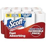 Scott Paper Towels, Task Size, 16 Family Double Rolls, 119 Sheets Per Roll