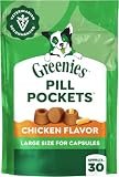 Greenies Pill Pockets for Dogs Large Size, Soft Dog Treats, Chicken Flavor, 7.9 oz. Pouch (30 Treats) (Pack of 6)