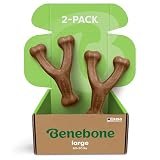 Benebone 2-Pack Wishbone Chew Toy for Aggressive Chewers, Real Bacon, Large