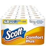 Scott ComfortPlus Toilet Paper, 48 Family Mega Rolls, 352 Sheets per Roll