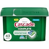 Cascade Complete Action Dishwasher Detergent Pods Fresh Scent Dishwasher Pods and Tablets,Powerful Dishwashing Detergent for Spotless Dishes,Grease-Fighting DishPods & Dish Tabs, 43 Count (Pack of 6)
